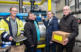 Starteten das erste Projekt der Gemeindewerke (von links): Thomas Nüsse (Geschäftsführer Nüsse Kabel- und Rohrleitungsbau), Thomas Lorenz, Otto Steinkamp und Andreas Hammersen (technischer Leiter Krapp Objekte).