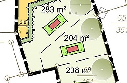 Beispielhafte Darstellung einer Tiny-Haus-Bebauung