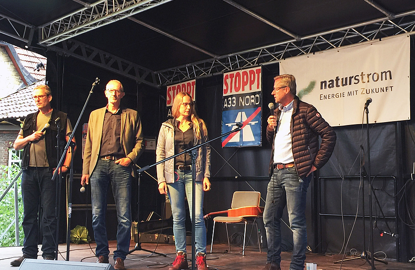 Die zukünftige Landrätin Anna Kebschull und die Bürgermeister Otto Steinkamp und Viktor Hermeler erklären ihren Widerstand gegen die A33 Nord.