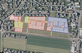 Plan des Baugebiets mit Grundstückseinteilung